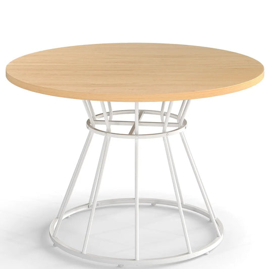 Round Dining Table for 4, Farmhouse Wooden Top