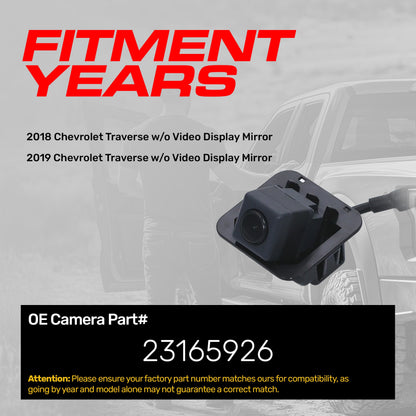 Master Tailgaters OE backup camera for Chevrolet Traverse 2018-2019, part #23165926, black on Tampa Home & Garden Store