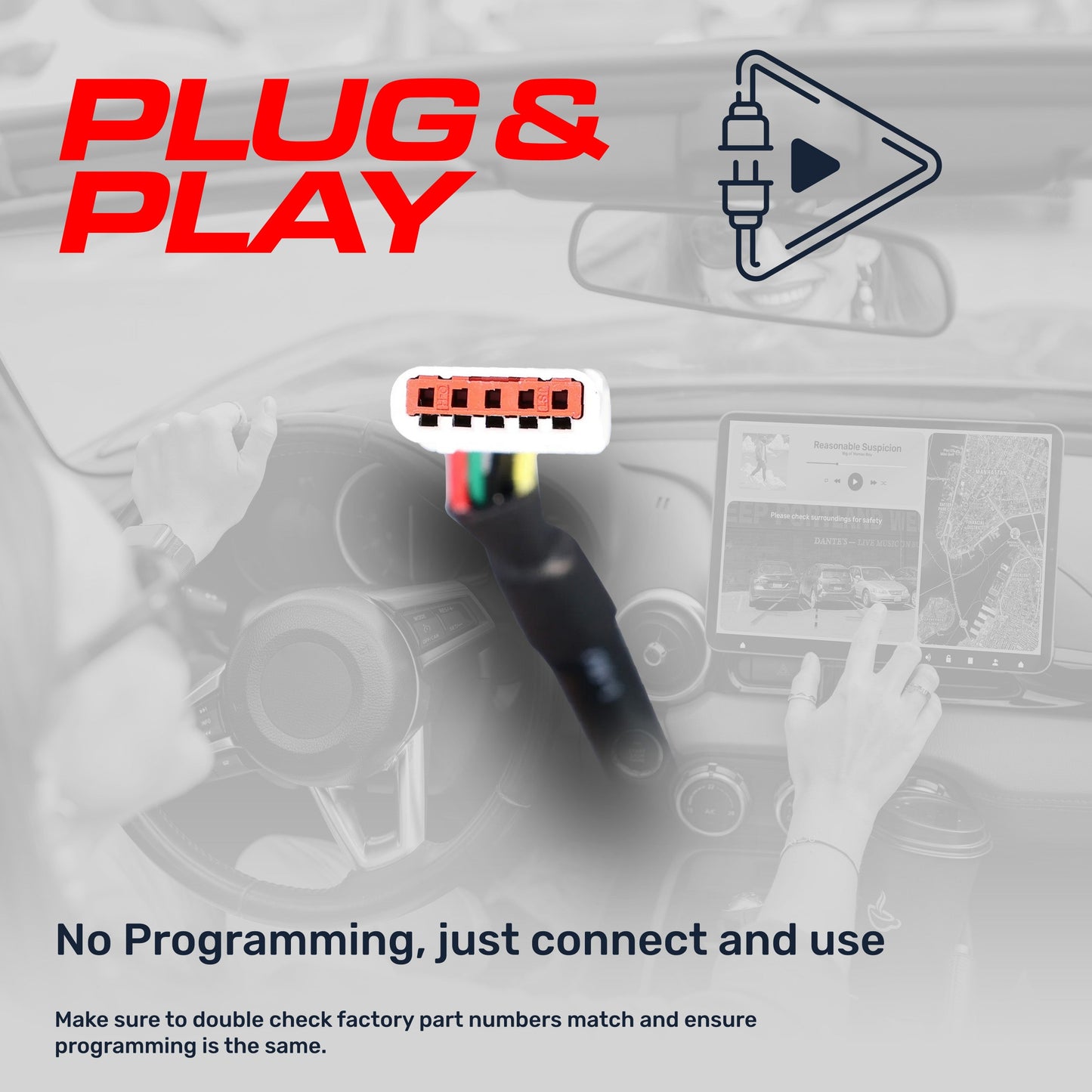 Traverse backup camera module with orange 8-pin harness plug-and-play OE replacement on Tampa Home & Garden Store