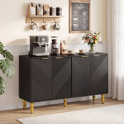 DirectDeals 47in sideboard buffet with chevron fluted doors, black finish on Tampa Home & Garden Store