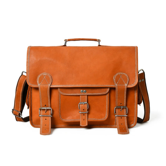 Ginger Grip Leather Briefcase - Tampa Home & Garden Store