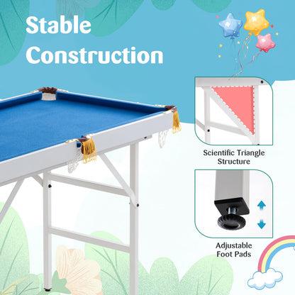47 Inch Folding Billiard Table with Cues and Brush Chalk