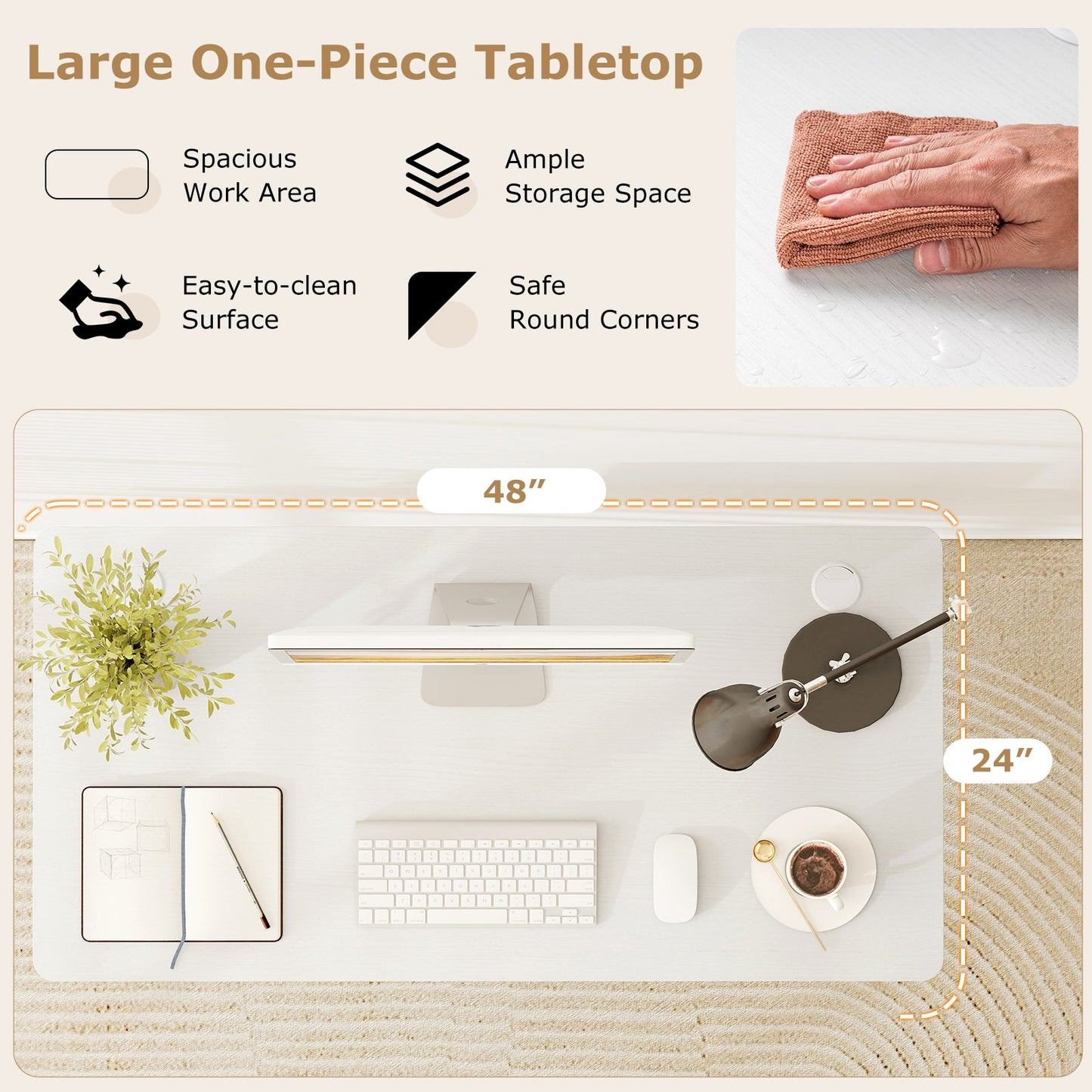 47‚Äù x 24‚Äù Universal Tabletop for Standard and Standing Desk Frame