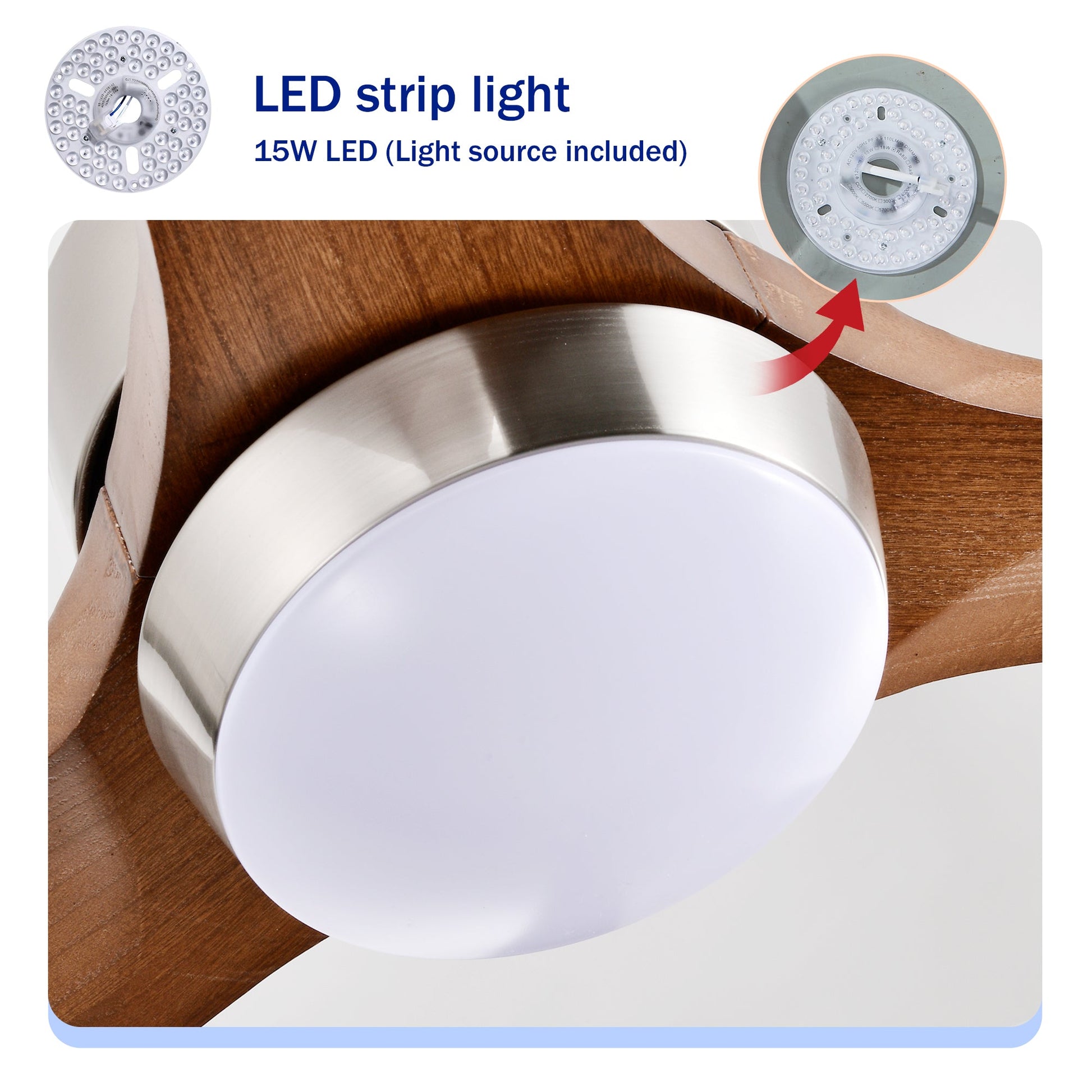 52-inch solid wood blade ceiling fan with LED light and remote on Tampa Home & Garden Store