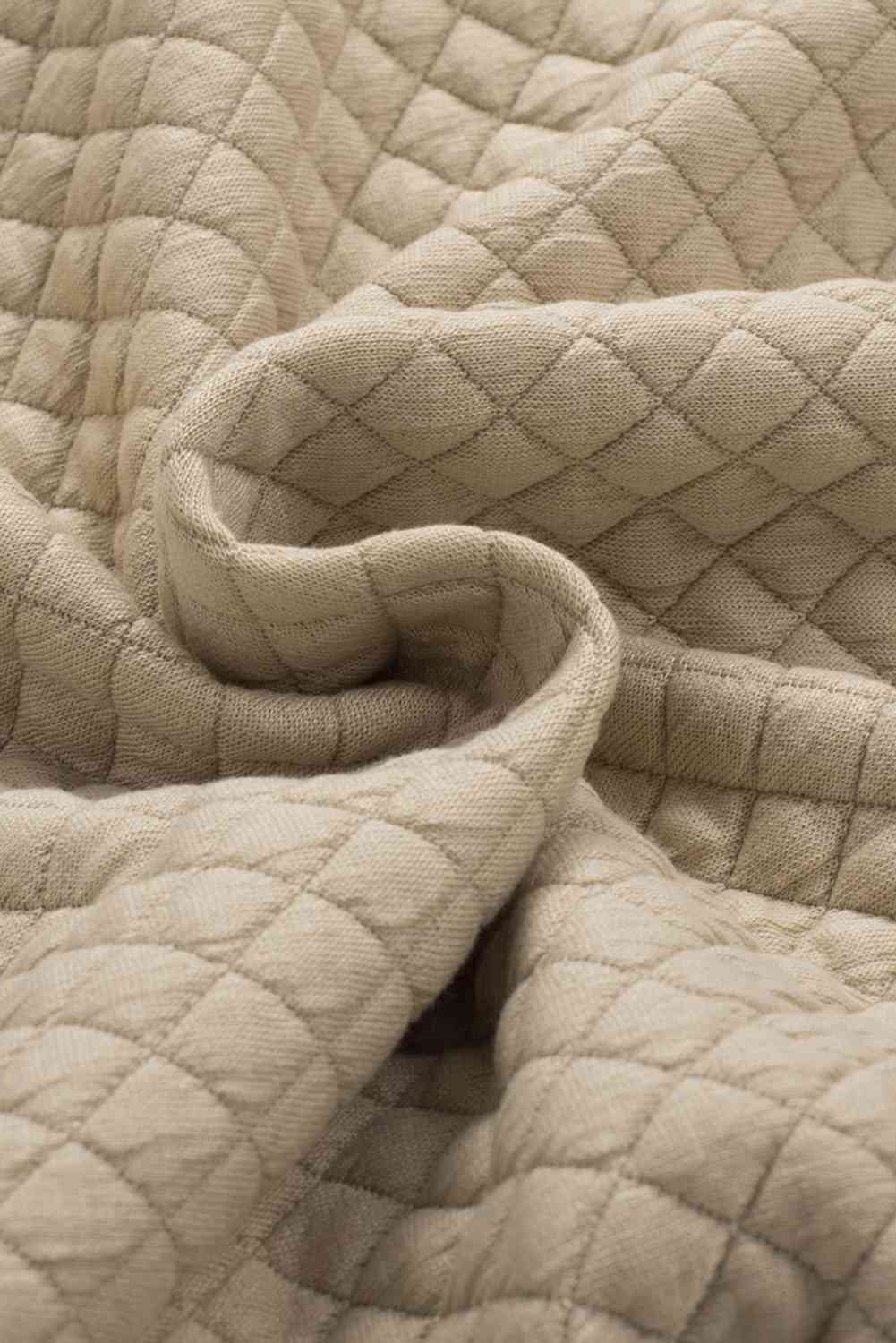 Comfortable Button-Down Collared Jacket beige quilted fabric with diamond pattern Stevvex on Tampa Home & Garden Store