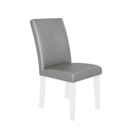 Upholstered dining chair with high back in gray faux leather; set of 2 on Tampa Home & Garden Store