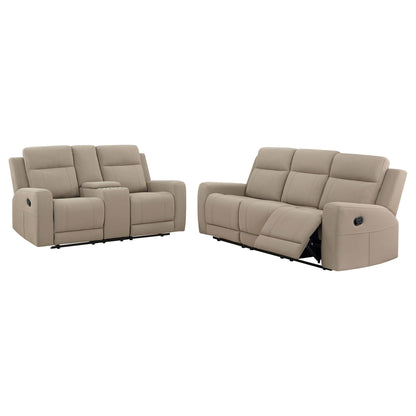 Slater 2-Piece reclining sofa set by HouseOfZazla in beige leather, manual recline on Tampa Home & Garden Store