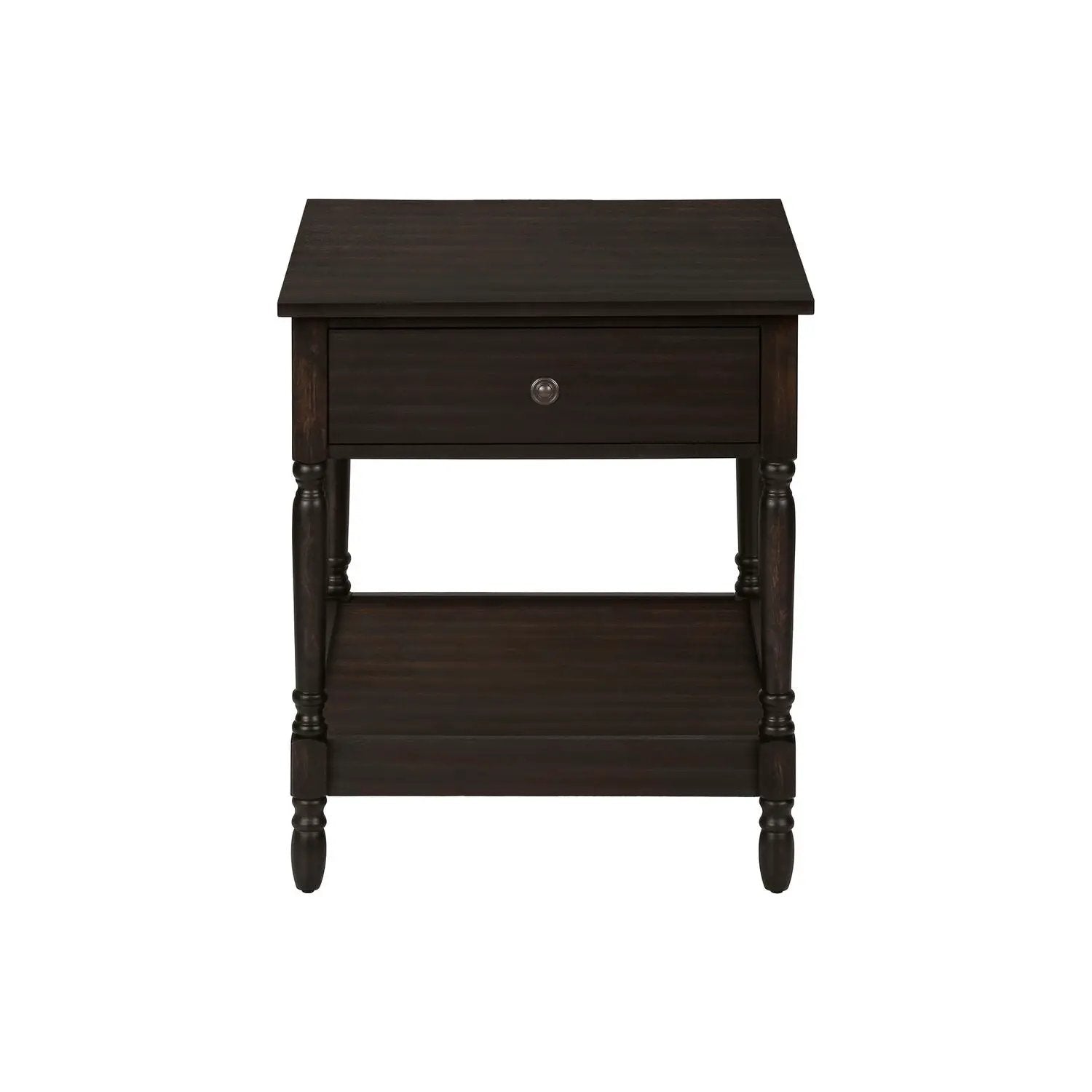 Accent Table 2-Tier Square Walnut with one drawer, traditional style, turned legs on Tampa Home & Garden Store