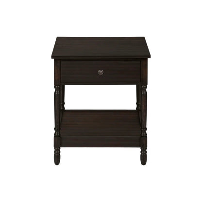 Accent Table 2-Tier Square Walnut with one drawer, traditional style, turned legs on Tampa Home & Garden Store