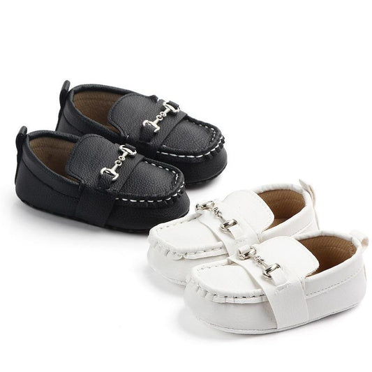 Leather baby shoes Stevvex anti-slip soft sole first walkers black and white moccasin 4 shoes on Tampa Home & Garden Store