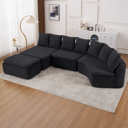 133-inch modular U-shaped sectional sofa in charcoal fabric by HouseOfZazla in a modern living room on Tampa Home & Garden Store