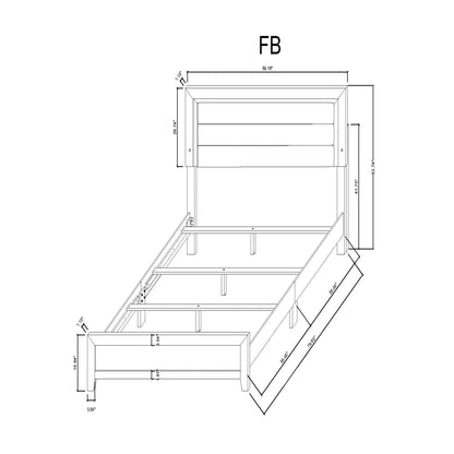 Omoda bed with LED blueprint: dimensioned platform bed frame with slats on Tampa Home & Garden Store