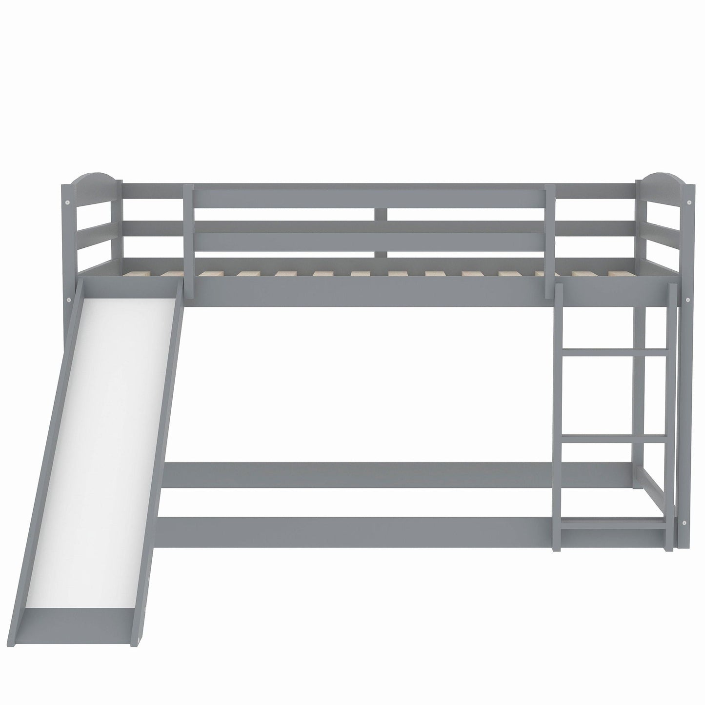 Durable Bunk Bed with Convertible Slide and Ladder in gray metal by HouseOfZazla on Tampa Home & Garden Store