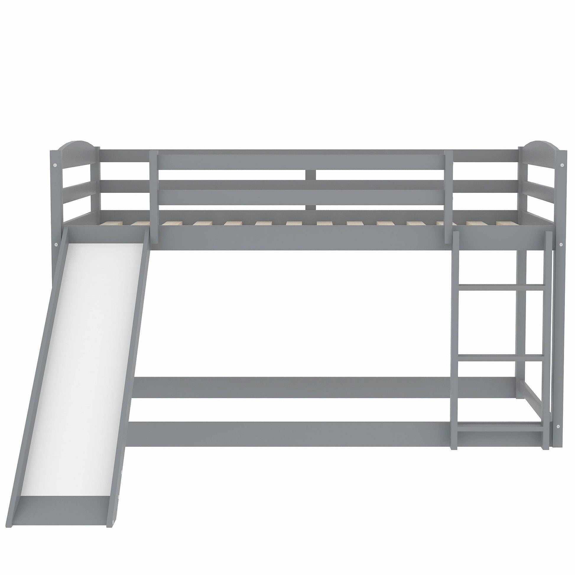 Durable Bunk Bed with Convertible Slide and Ladder in gray metal by HouseOfZazla on Tampa Home & Garden Store
