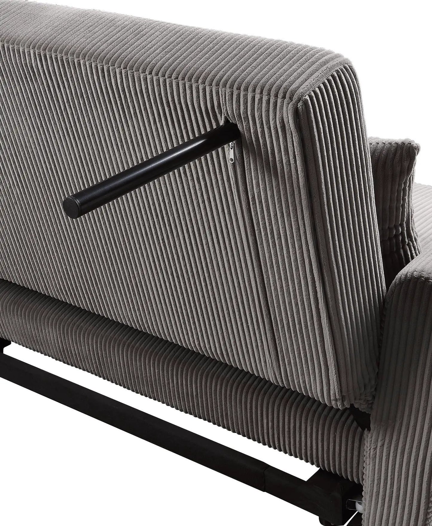 Justine Convertible Sleeper Loveseat in brown corduroy with black metal frame on Tampa Home & Garden Store