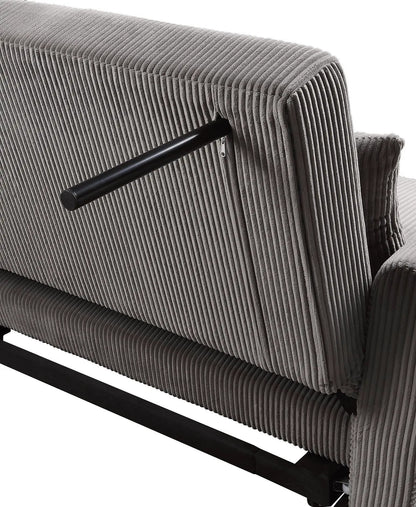 Justine Convertible Sleeper Loveseat in brown corduroy with black metal frame on Tampa Home & Garden Store