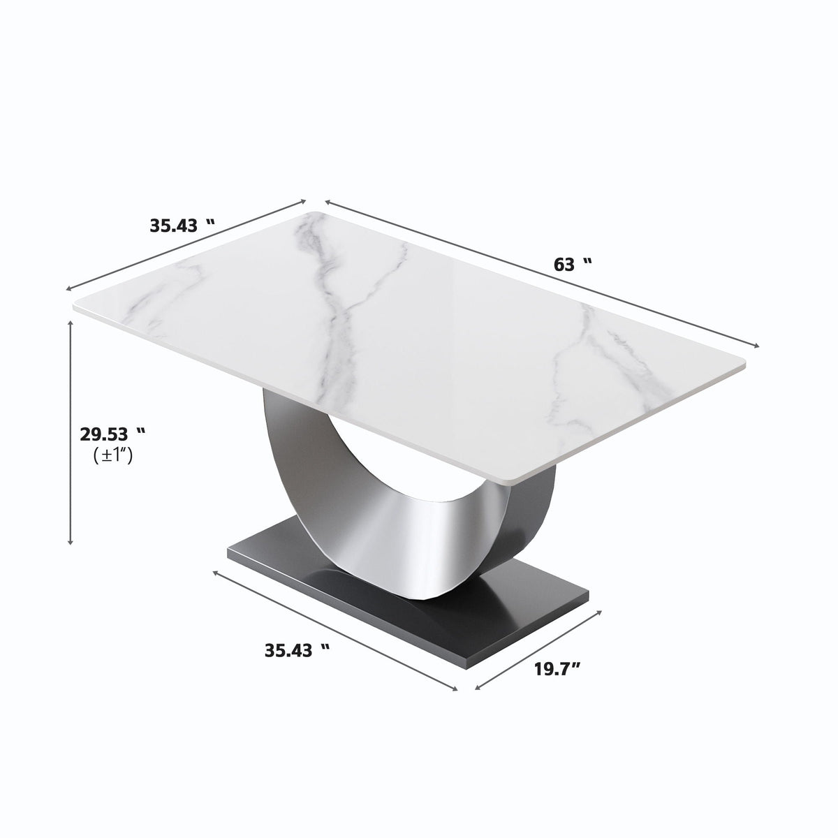 Dining table Modern white artificial stone top with crescent-shaped metal legs HouseOfZazla on Tampa Home & Garden Store