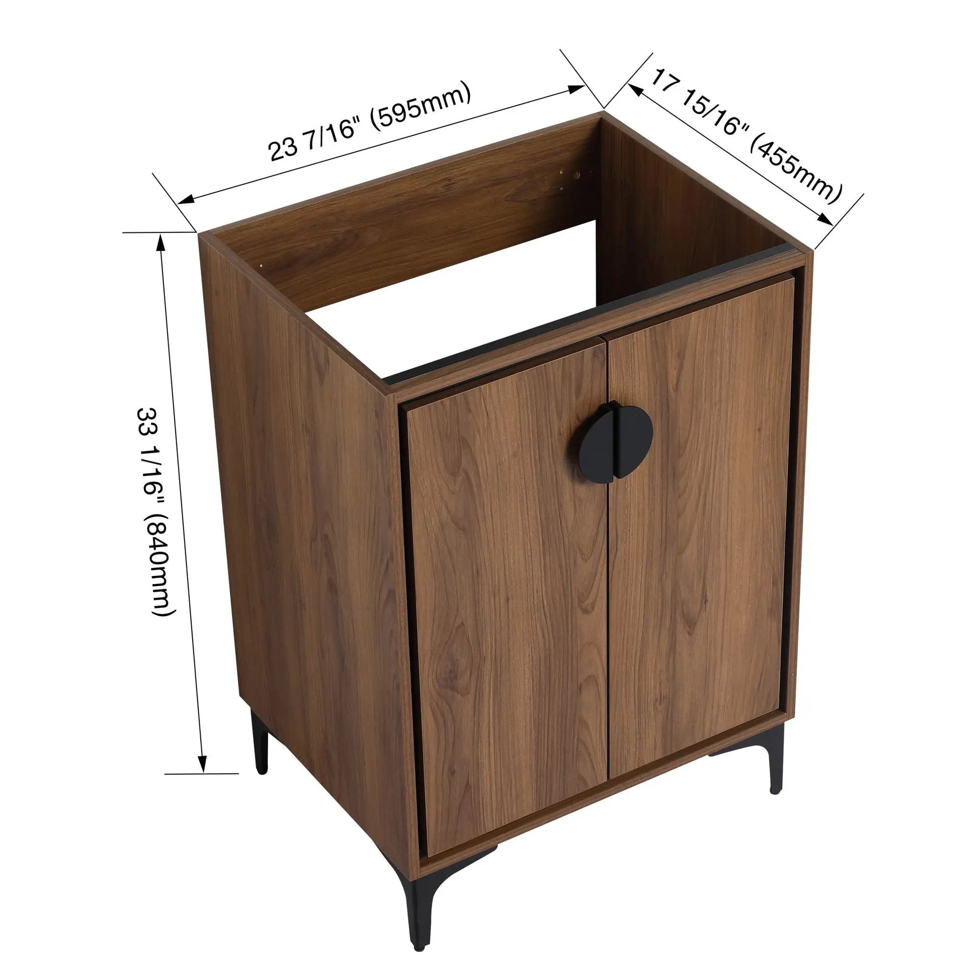 Modern bathroom vanity storage cabinet engineered wood with soft-close doors, black hardware on Tampa Home & Garden Store