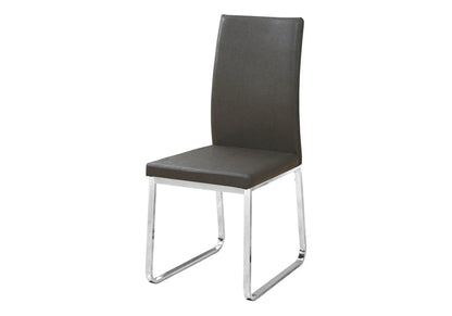 Dining side chair set of 2, dark brown upholstered leather, chrome legs, Unique Piece Furniture on Tampa Home & Garden Store