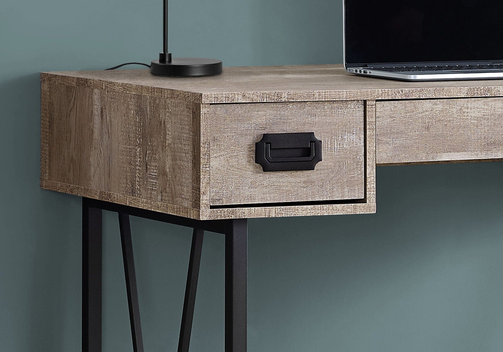 Computer desk for home office by HouseOfZazla with rustic wood finish and storage drawers on Tampa Home & Garden Store