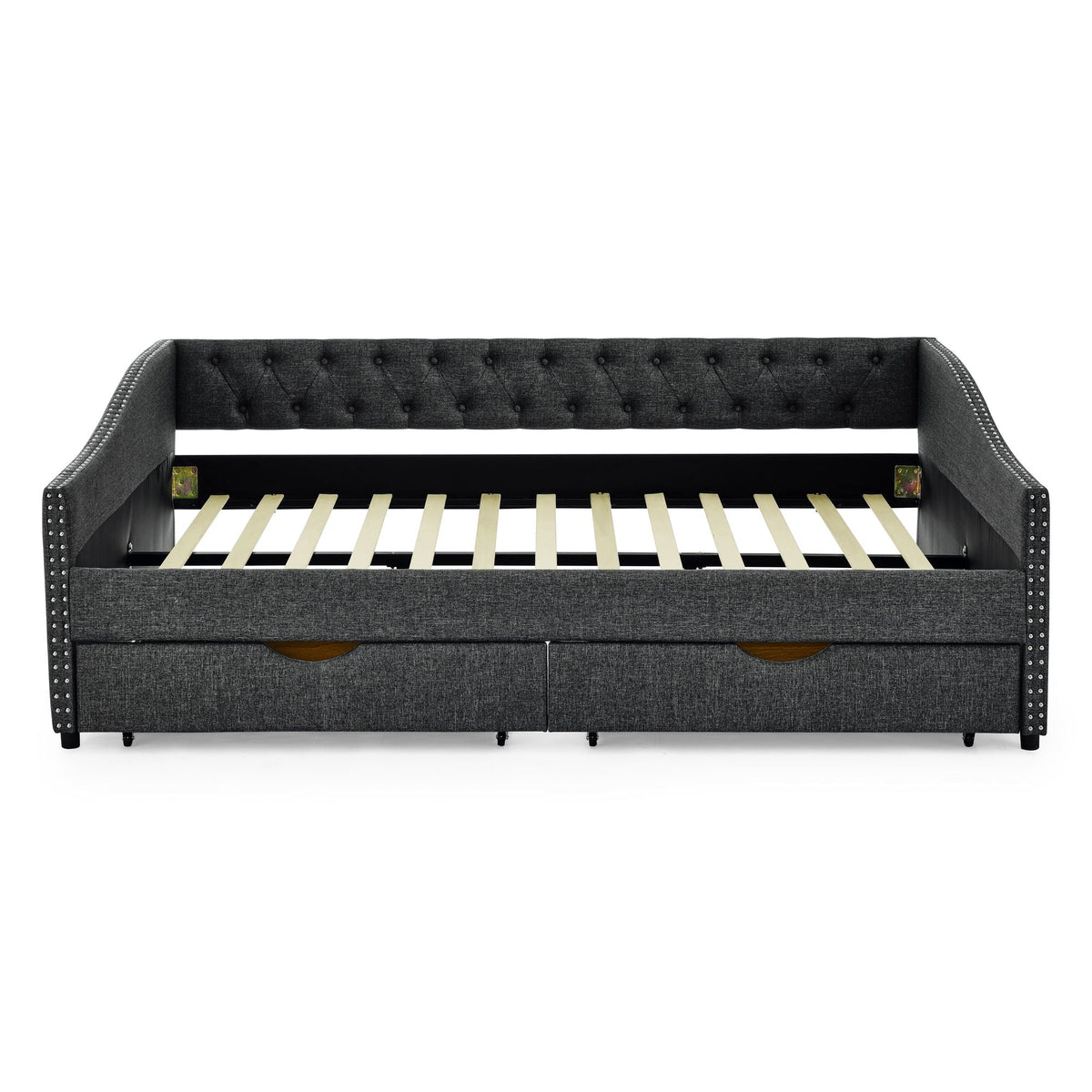 Upholstered Tufted Daybed with Storage Drawers