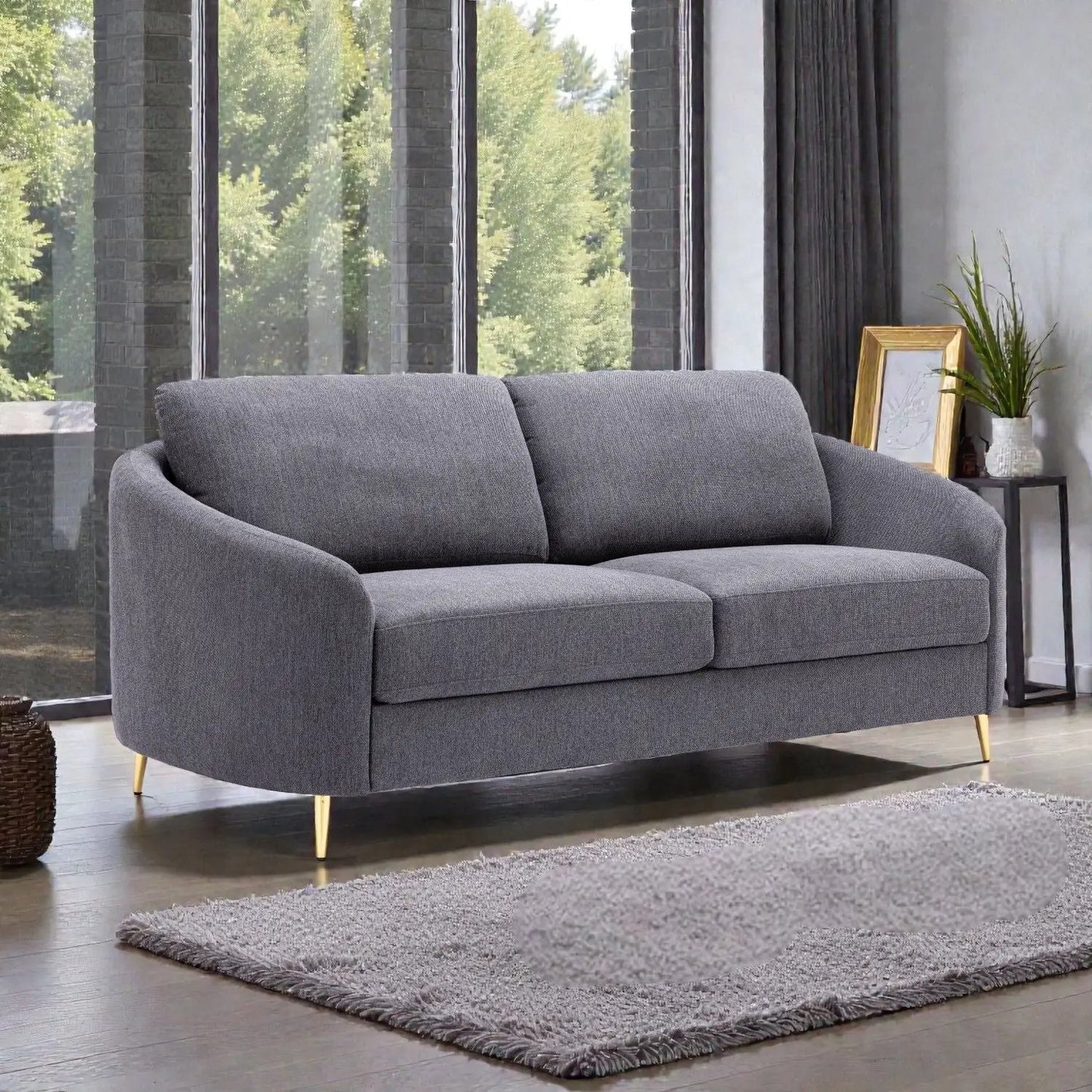 Sofa gray linen stationary by Unique Piece Furniture on Tampa Home & Garden Store