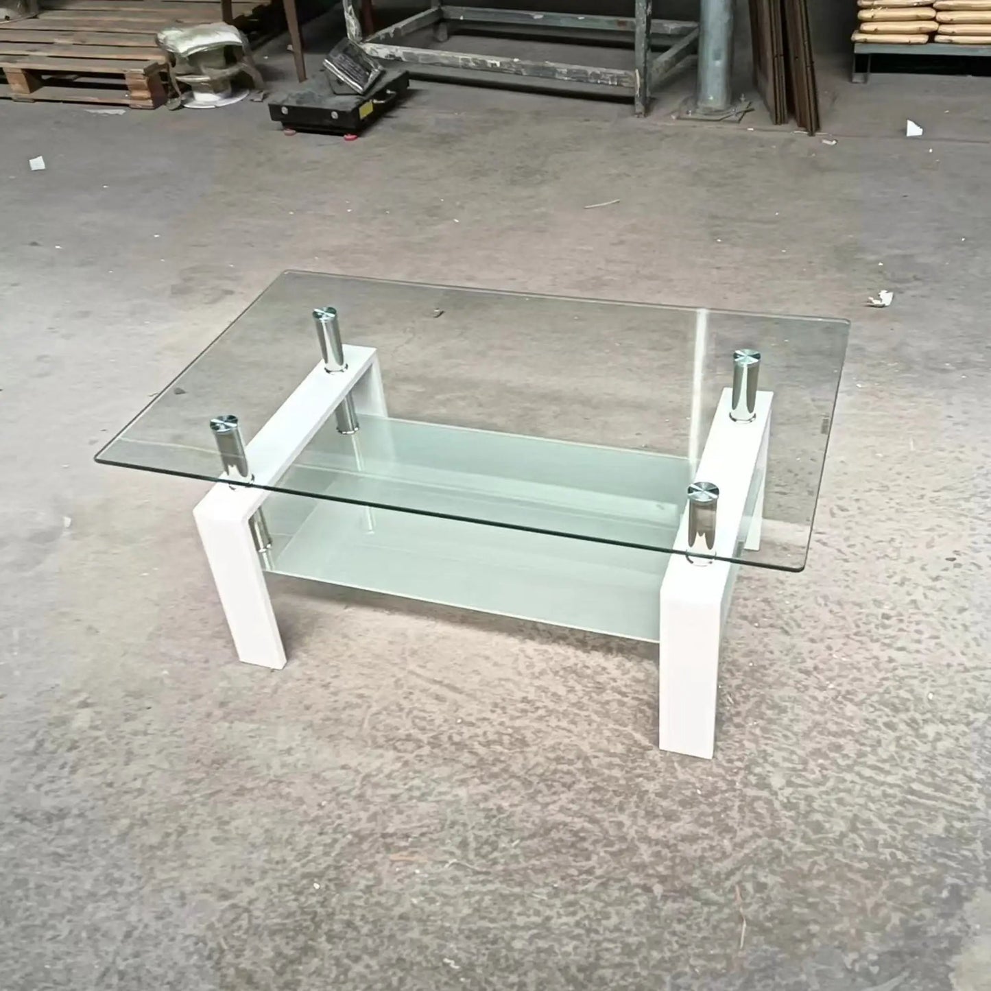 Tempered Glass Table With Storage For Living Room