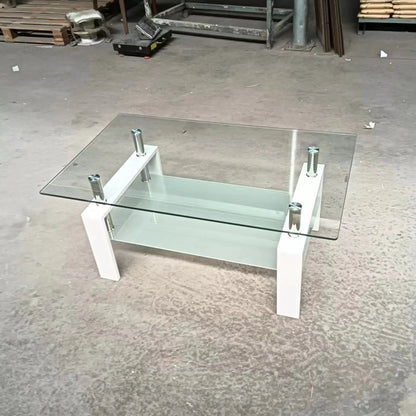 Tempered Glass Table With Storage For Living Room