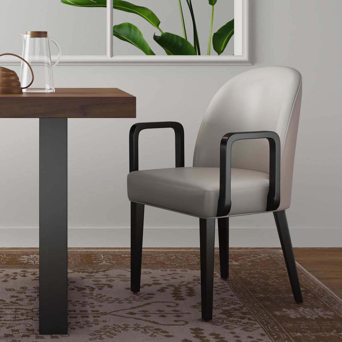 Modern Upholstered Beech And Wooden Armchair