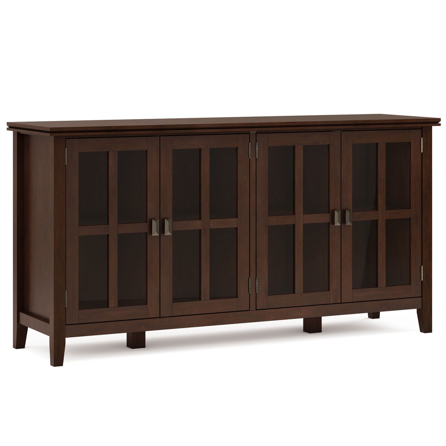 Artisan Wide 4-Door Storage Cabinet in dark espresso wood with glass doors HouseOfZazla on Tampa Home & Garden Store