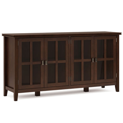 Artisan Wide 4-Door Storage Cabinet in dark espresso wood with glass doors HouseOfZazla on Tampa Home & Garden Store