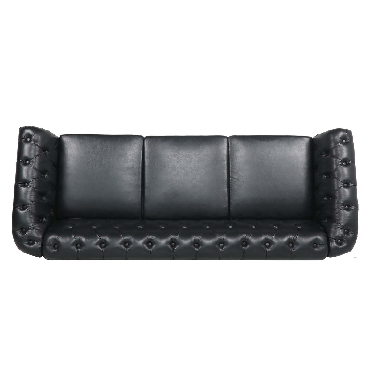 Black Chesterfield Sofa and Soft PU Rolled Arms