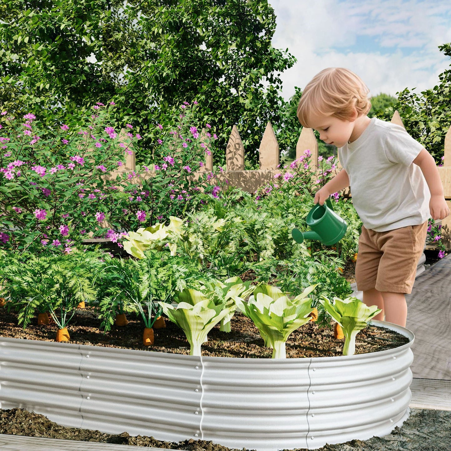 Heavy duty galvanized raised garden bed kit, 4 circular planters for vegetables & herbs on Tampa Home & Garden Store