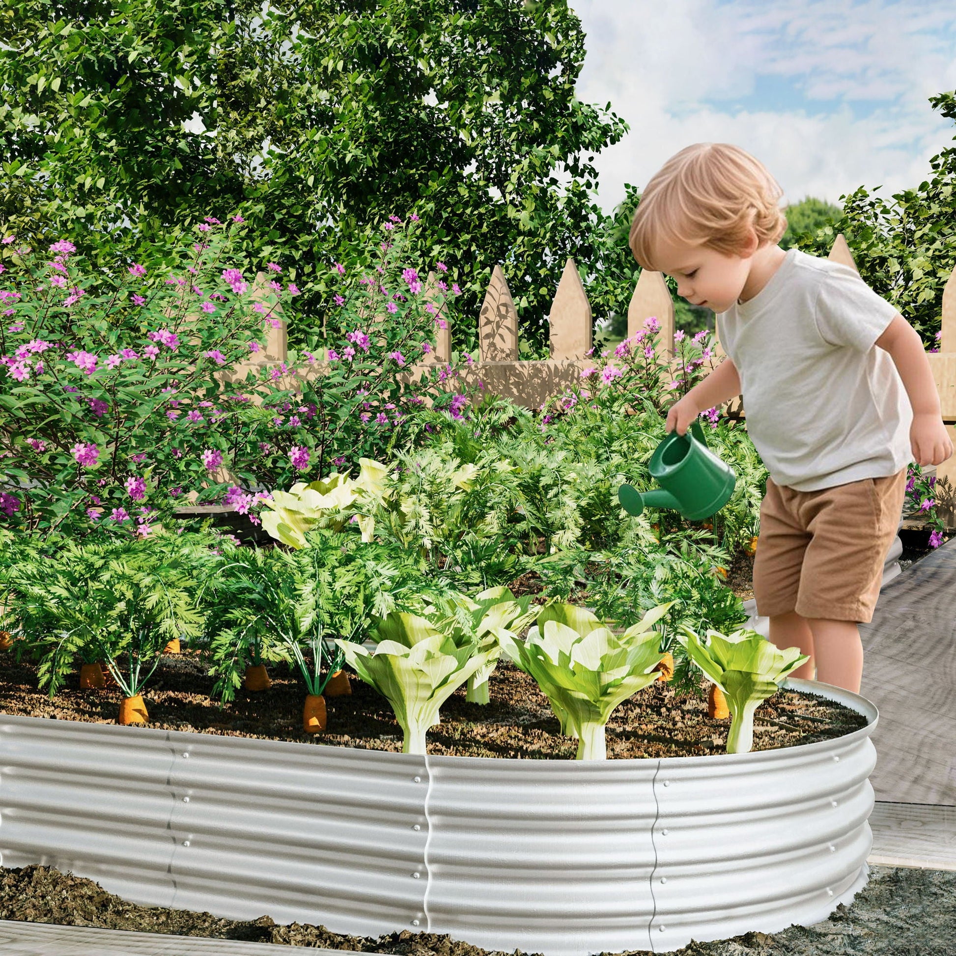Heavy duty galvanized raised garden bed kit, 4 circular planters for vegetables & herbs on Tampa Home & Garden Store