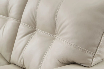 Santorine Sofa Sleeper cream leather upholstery with stitched grid panels on Tampa Home & Garden Store