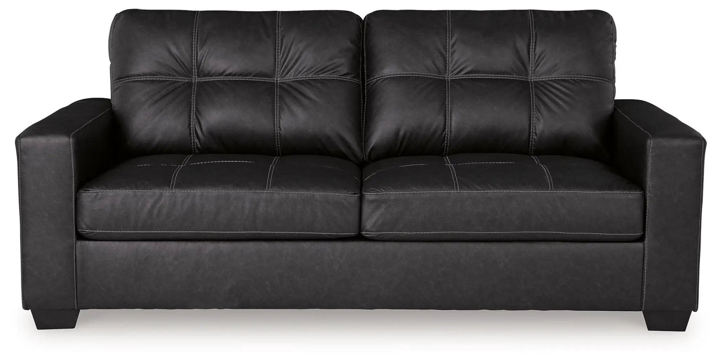 Barlin Mills Sofa Sleeper in black leather with white contrast stitching by Unique Piece Furniture on Tampa Home & Garden Store