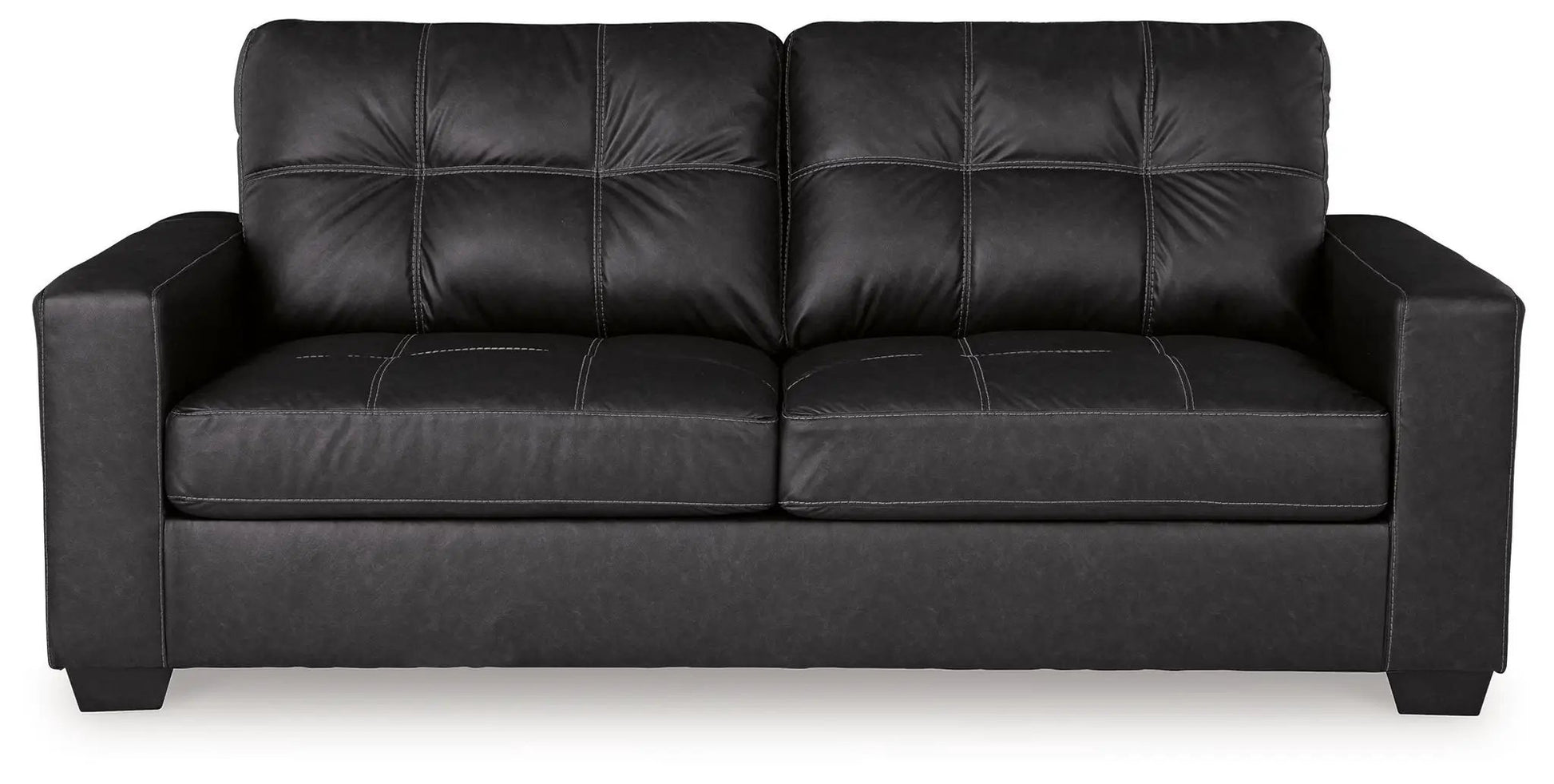 Barlin Mills Sofa Sleeper in black leather with white contrast stitching by Unique Piece Furniture on Tampa Home & Garden Store