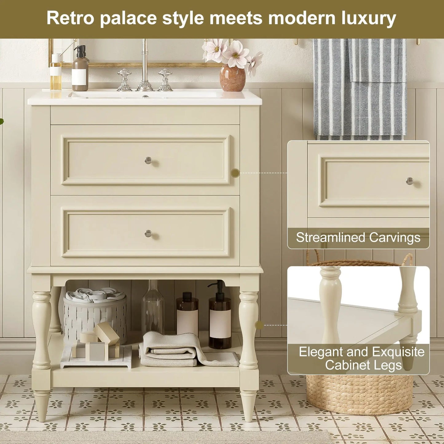 Bathroom Vanity Sink and Two Drawers Storage