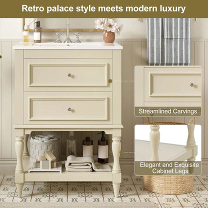 Bathroom Vanity Sink and Two Drawers Storage