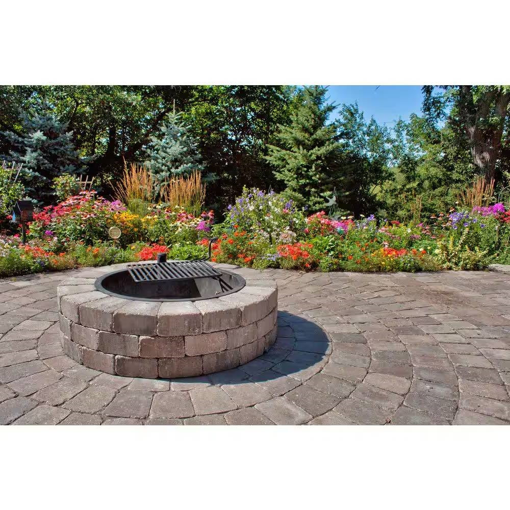 48-in Outdoor Round Concrete Block Stone Fire Pit Kit with Cooking Grill Grate - Tampa Home & Garden Store