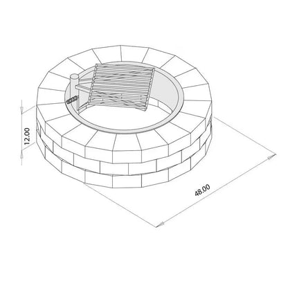 48-in Outdoor Round Concrete Block Stone Fire Pit Kit with Cooking Grill Grate - Tampa Home & Garden Store