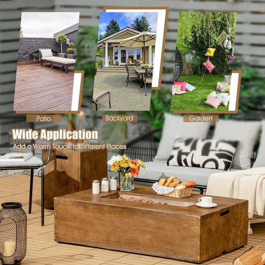 48 x 27 Inch Outdoor Gas Fire Pit Table 50 000 BTU with Lava Rocks and Cover - Tampa Home & Garden Store