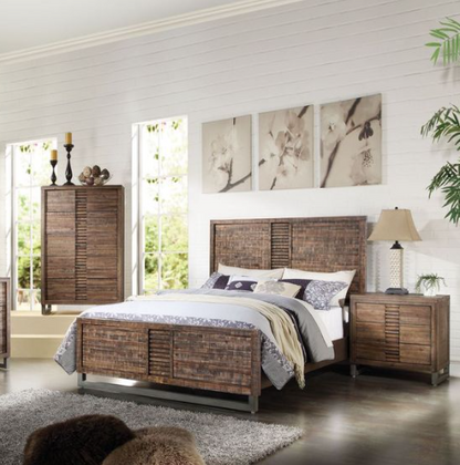 Andria Reclaimed Oak Finish Queen Bed with matching nightstands and dresser set by HouseOfZazla on Tampa Home & Garden Store