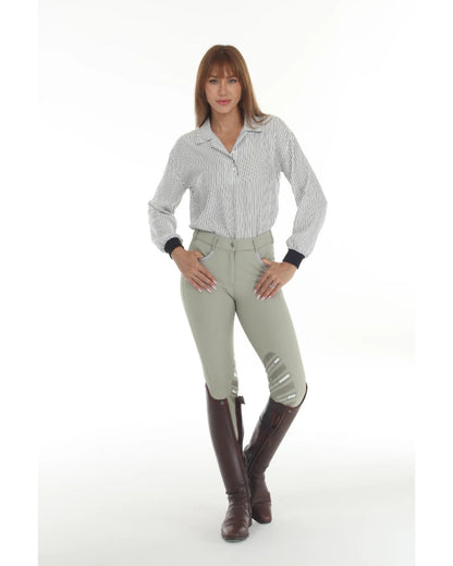 Sundae Womens Ivory And Black Pinstripe Blouse