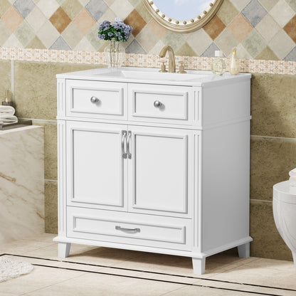 Coastal Bathroom Vanity and Ceramic Sink