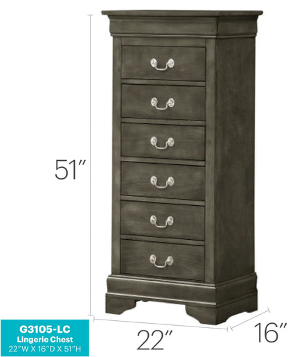 Traditional lingerie chest in dark wood with silver pulls, 7-drawer tall storage unit on Tampa Home & Garden Store