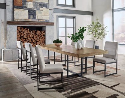 Tomtyn 5 Piece Dining Set upholstered chairs black metal legs by Unique Piece Furniture on Tampa Home & Garden Store