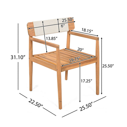 Set of Two Braided Acacia Outdoor Dining Chairs