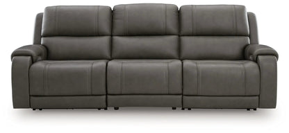 5Z Pittson Power Reclining Sectional, dark gray leather, 3-seat by Unique Piece Furniture on Tampa Home & Garden Store