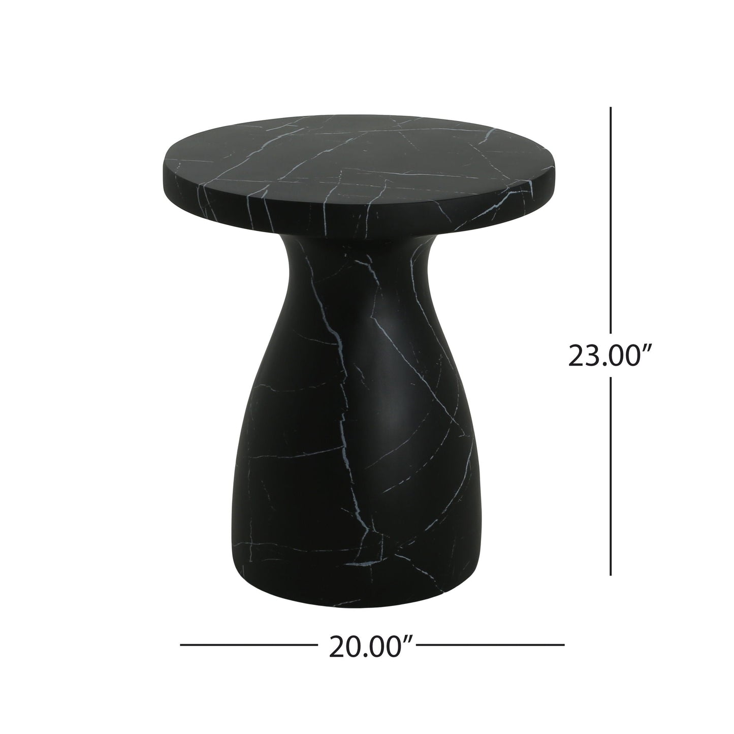 HouseOfZazla travertine round side table, black with white veining, 20in dia, 23in h on Tampa Home & Garden Store